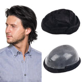 Vlasy Men Toupee Full Poly Thin Skin Injection Human Hair Piece Durable Hair Systems Unit Capillary Prosthesis(8X10", 1B#)