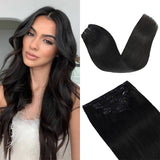 Vlasy 7pcs/set Clip in Extensions 100% Remy Human Hair Off Black (#1B)