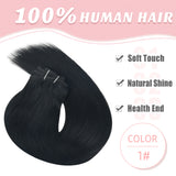 Vlasy 7pcs/set Clip in Extensions 100% Remy Human Hair Jet Black (#1)