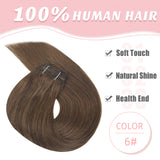 Vlasy 7pcs/set Clip in Extensions 100% Remy Human Hair Brown (#6)