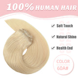 Vlasy 7pcs/set Clip in Extensions 100% Remy Human Hair Light Blond (#60A)