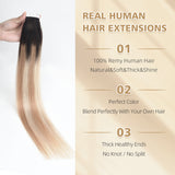 Vlasy Seamless Invisible Mini Tape In Hair Extension Human Hair 16Pcs Chocolate Brown To Blonde(T2/27+T2/60#)