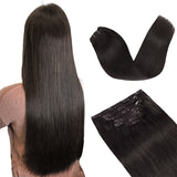 Vlasy 7pcs/set Clip in Extensions 100% Remy Human Hair Darkest Brown (#2)