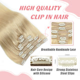 Vlasy 7pcs/set Clip in Extensions 100% Remy Human Hair Light Blond (#60A)