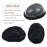 Vlasy Men Toupee Full Poly Thin Skin Injection Human Hair Piece Durable Hair Systems Unit Capillary Prosthesis(8X10", 1B#)