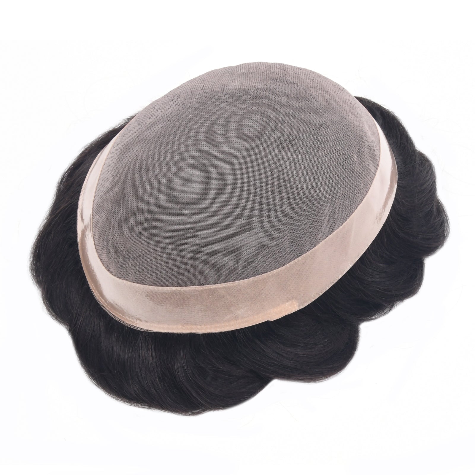 Vlasy Mono Base Durable Men Toupee Natural 6'' Remy Human Hair Capillary Prosthesis Hair Replacement System For Men (Natural Black 1B#)