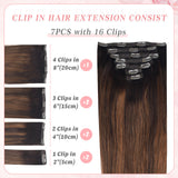 Vlasy 7pcs/set Clip in Extensions 100% Remy Human Hair  (#T2/6+2)