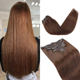 Vlasy 7pcs/set Clip in Extensions 100% Remy Human Hair Dark Brown (#4)