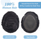 Vlasy Australia Men Toupee Swiss Lace with PU Natural Remy Human Hair Capillary Prosthesis Men's Wigs Unit Replacement System (Natural Black 1B#)