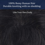 Vlasy Q6 Men Toupee Swiss Lace & PU Base Durable Male Hair Prosthesis Natural Human Hair Replacement System Unit (Natural Black 1B#)