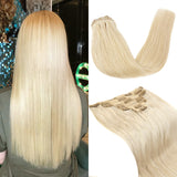 Vlasy 7pcs/set Clip in Extensions 100% Remy Human Hair Light Blond (#60A)