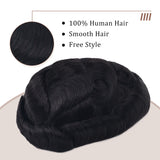 Vlasy Men Toupee Full Poly Thin Skin Injection Human Hair Piece Durable Hair Systems Unit Capillary Prosthesis(8X10", 1B#)
