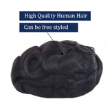 Vlasy Q6 Men Toupee Swiss Lace & PU Base Durable Male Hair Prosthesis Natural Human Hair Replacement System Unit (Natural Black 1B#)