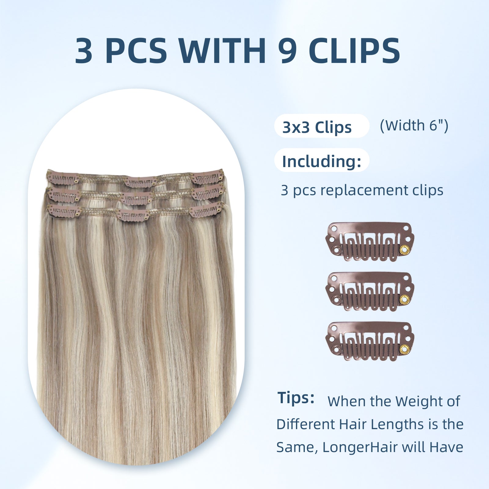 Clip In Hair Extensions 3Pcs/Set