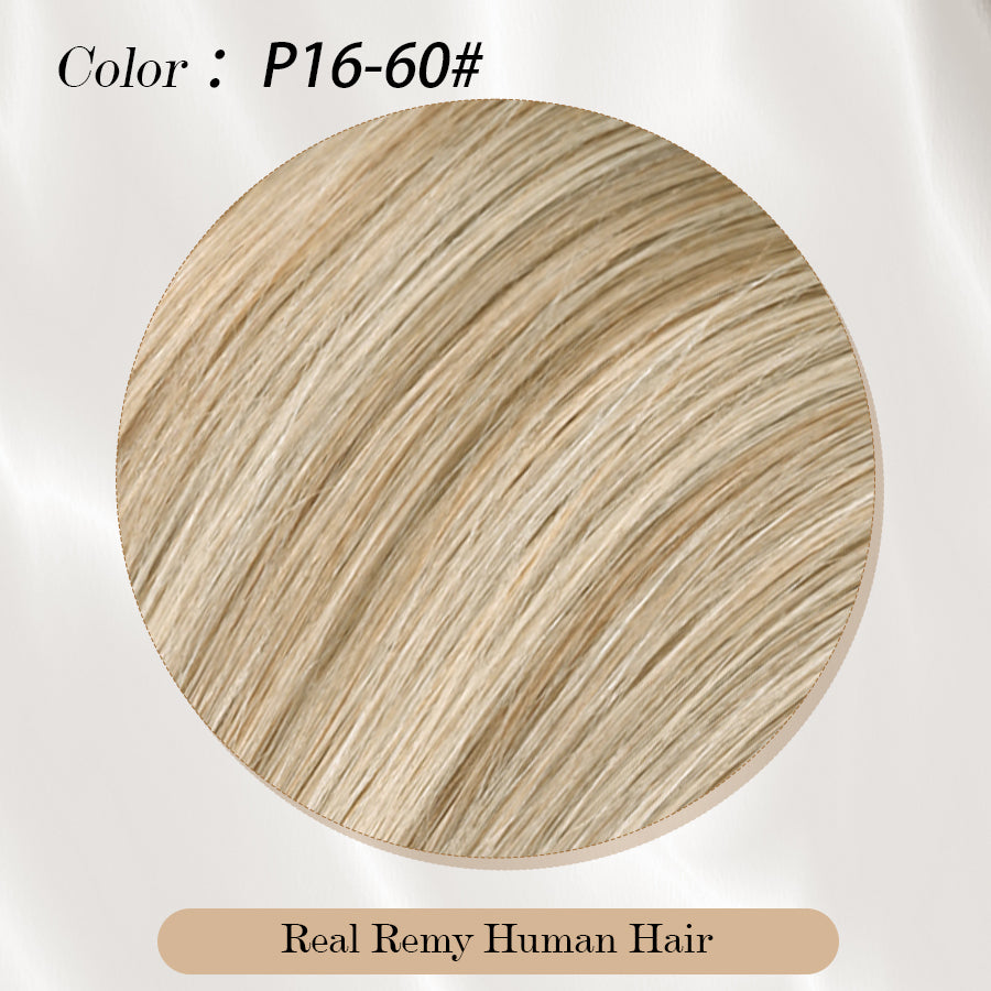 Vlasy Seamless Invisible Mini Tape In Hair Extension Human Hair 16Pcs Light Copper+Blonde(P16/60#)