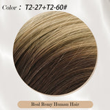 Vlasy Seamless Invisible Mini Tape In Hair Extension Human Hair 16Pcs Chocolate Brown To Blonde(T2/27+T2/60#)
