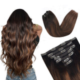 Vlasy 7pcs/set Clip in Extensions 100% Remy Human Hair  (#T2/6+2)