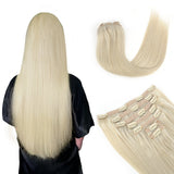 Vlasy 7pcs/set Clip in Extensions 100% Remy Human Hair Grey (#Grey4)